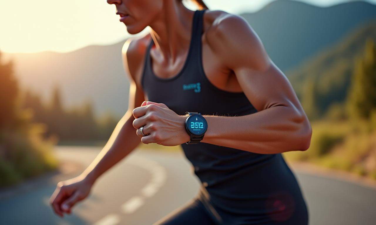 Athlet in Aktion mit Herzschlag Innovations Wearable, Präzision für Sport & Gesundheit
